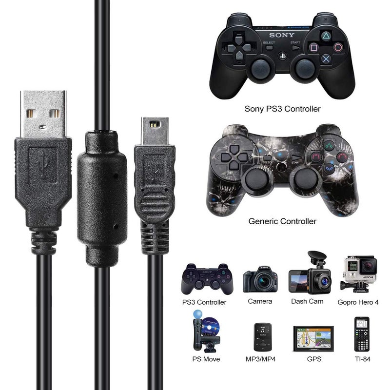 VSEER 2 Pack 10ft PS3 Controller Charger Cable - Mini USB Data Charging Cord for PS Move/PS3/PS3 Slim Controller, TI84 Plus CE, Digital Camera - Image 5